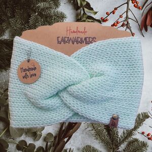 Handmade Knit Adult Light Green Sparkle Glitter Earwarmer Headband